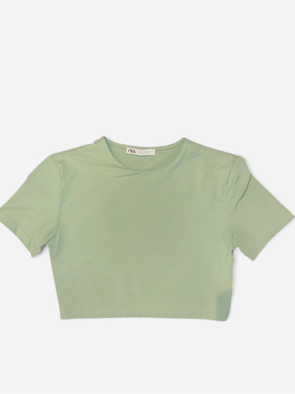 Zara Mint Green Cropped Crew Tee